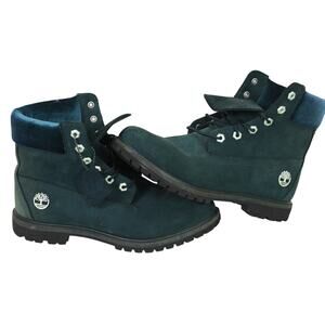 Timberland Premium 6 Inch Suede Waterproof Casual Boots Teal Green Womens 10